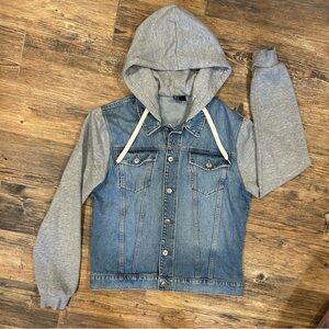 Y2K H&M Divided Denim Jacket with Hoodie Sleeves – Medium